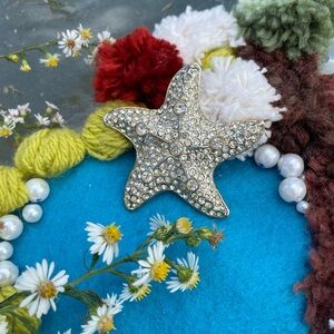 Starfish Brooch with Rhinestones
